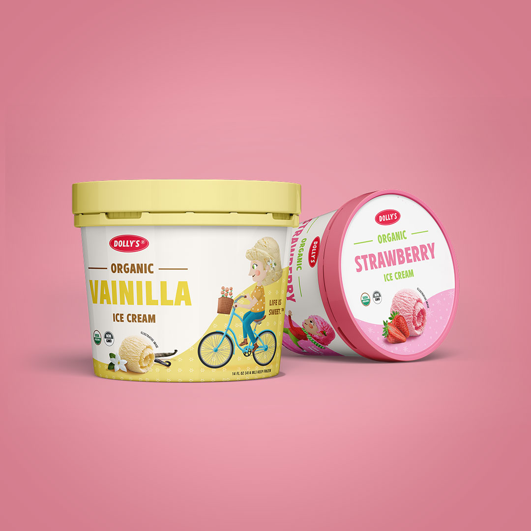 Dolly's Icecream — Packaging and illustration design